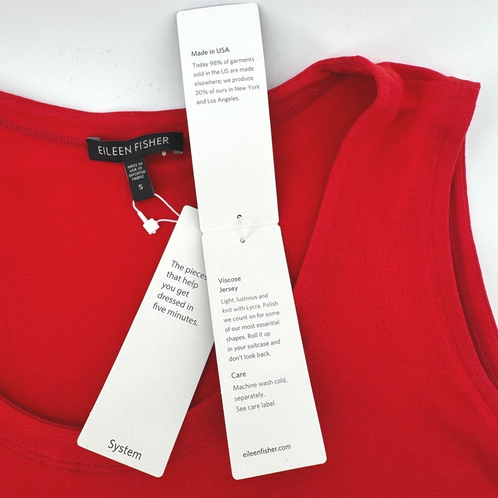 Eileen Fisher Small System Lava Red Viscose‎ Jersey U-Neck Shell Tank Top $88 - Picture 4 of 7